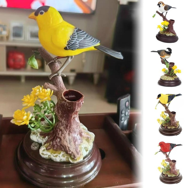 Electronic Bird Toys - Simulation Bird Toys, Singing Chirping Birds Toy, Sound Bird Figurine Toy, Simulation Birds for Kids Electric Toys Home Office Room Decoration Birthday Gifts (Yellow) - Image 4